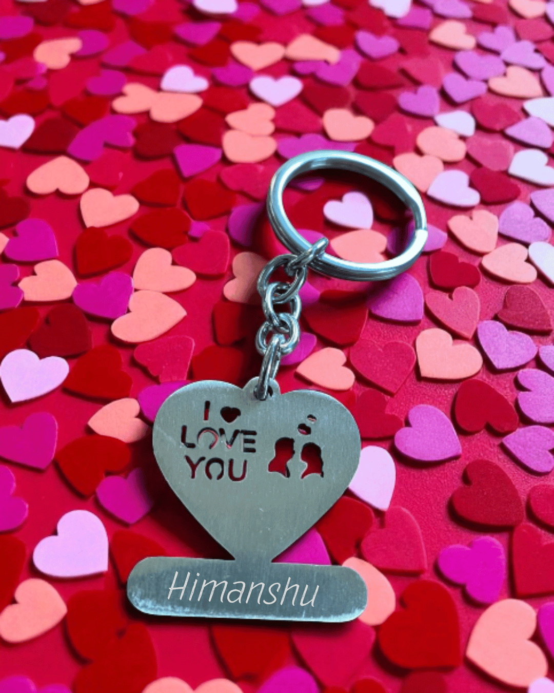 I Love You Metal Heart Keychain