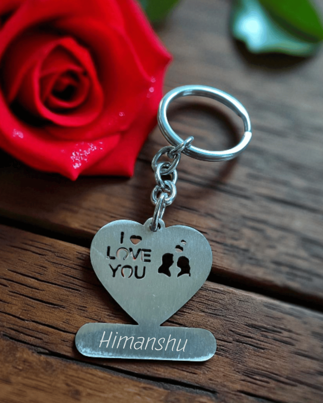 I Love You Metal Heart Keychain