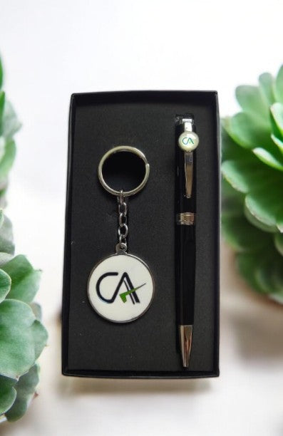 Personalized CA Metal Pen & Keychain With Name Engraved Customized Gift Combo For Chartered Accountant Ideal Gift For Brother Sister Special Occasion - Matt Black
