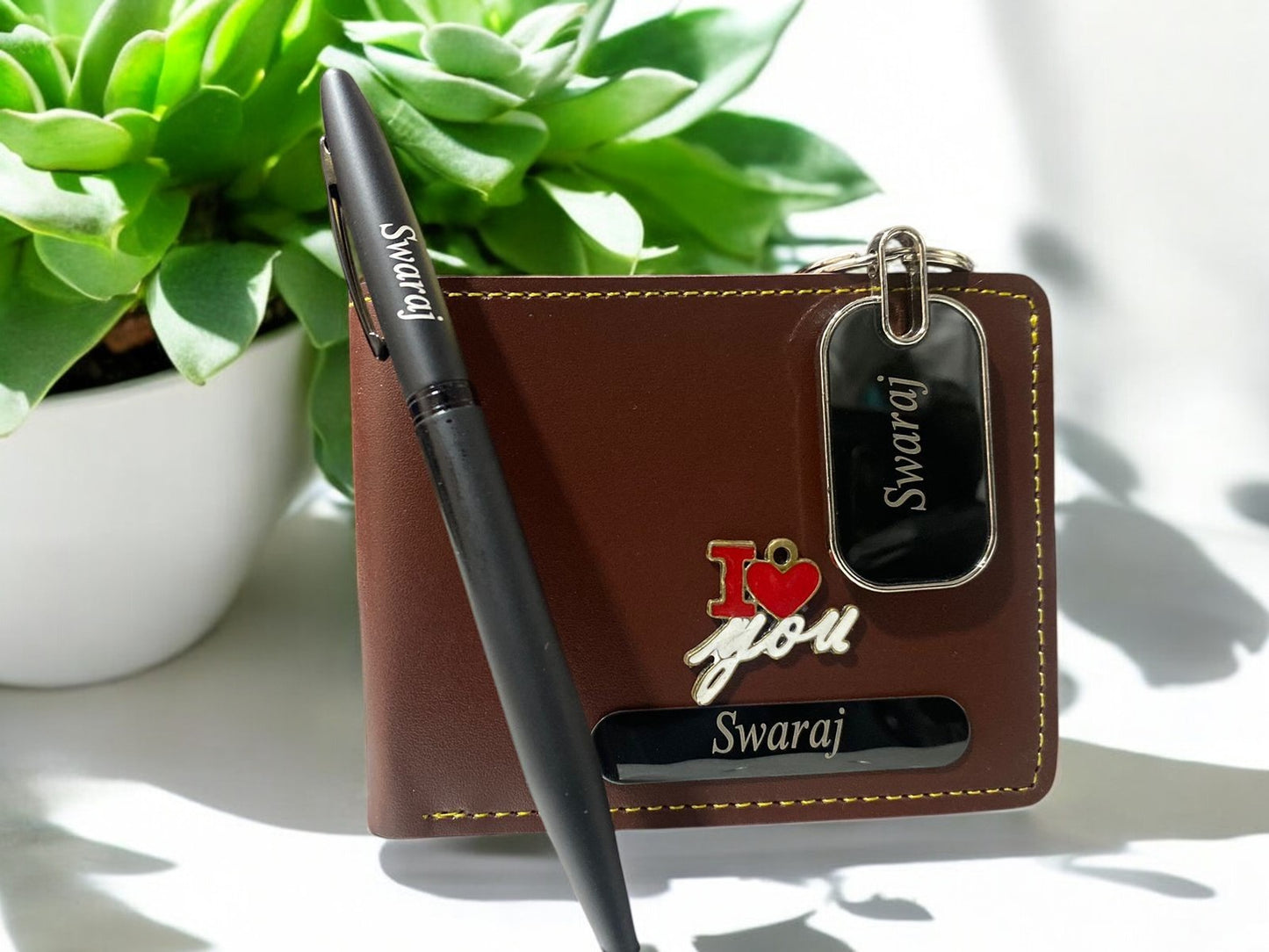 Personalised Leather Wallet keychain & More