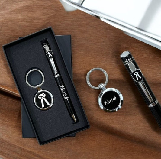 Personalized Advocate Metal Pen & Keychain With Name Engraved Customized Gift Combo For Advocate Ideal Gift For Brother Sister Special Occasion - Matt Black